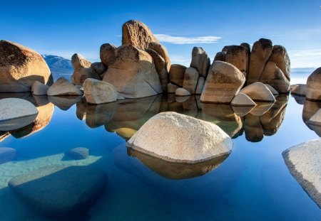 The Rocky Beach - calm, sky, beach, reflection, water, rocky