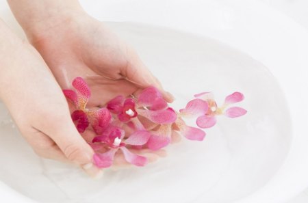 Catching Pink Petals - petals, pink, hands, nice