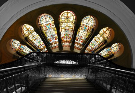 QVB STAIN GLASS WINDOWS - STAIN, WINDOWS, STEPS, GLASS