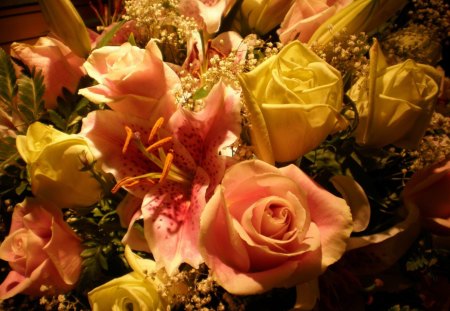 beautiful flowers - yellow, beautiful, colors, orange, combination