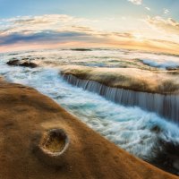 waves on rocky shore