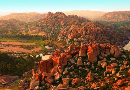 ancient ruins at rocky matanga hills in india - hills, ancient, ruins, rocks