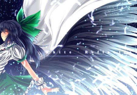 White Reflection - feather, touhou, cute, wing, hot, anime, anime girl, girl, wings, fantasy, magic, sexy, reiuji utsuho, female, angel