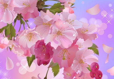 Apple Blossoms Sweet - lavender, cherry blossoms, spring, fleurs, petals, pink, apple blossoms, flowers, fresh, Sakura, posies