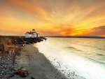 awesome sunset over lighthouse