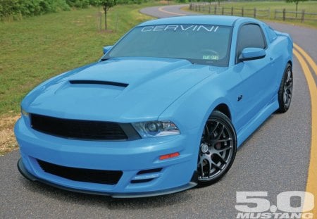 2011 Ford Mustang GT - Ford, Lite Blue, Black Wheels, 2011