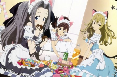 Snack Time - sweets, girls, donuts, animal ears, snacks, cant think of a fourth