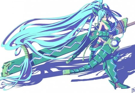 They don't like my music? - hatsune miku, hatsune, vocoloid, blue, sword, miku, voco