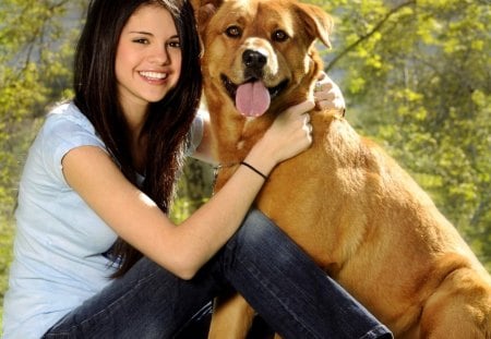 Selena with her dog - new, image, wallpaper, color