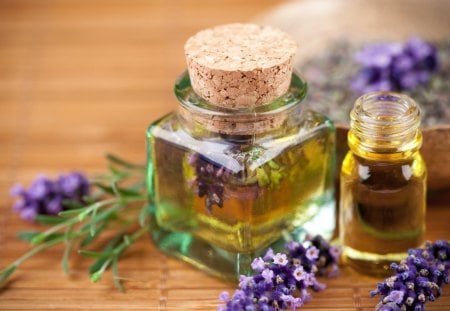 Fragrant Lavender - flower, purple, smell, fragrance, abstract, bottle, field, lavender, wild