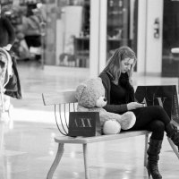 Woman and teddy bear