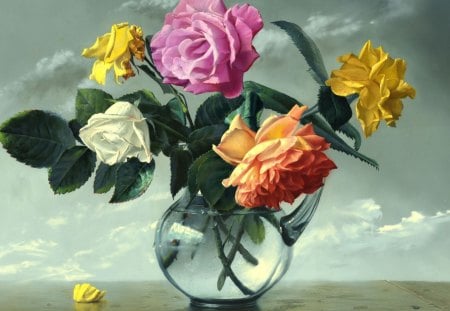 Still life - flowers, vase, sky, still life