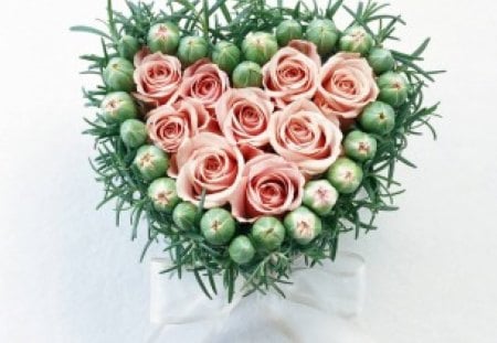 Flower arrangement - flower, roses, petals, heart, buds, arrangement