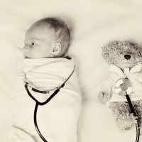 Girl and teddy bear