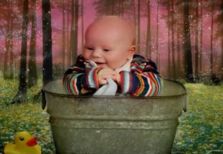 Boy - boy, hdr, bucket, photo, tree