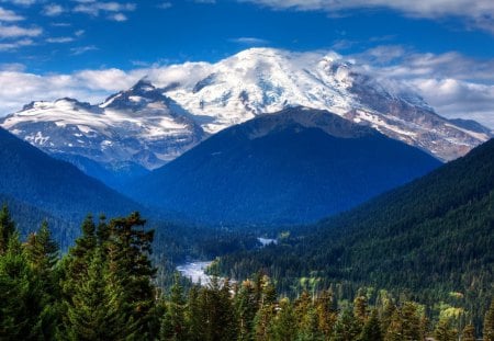 the perfect nature landscape hdr - mountains, forests, river, hdr, snow