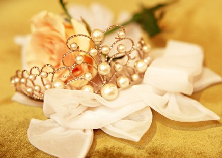 Tiara - flowers, tiara, wedding, rose, bow