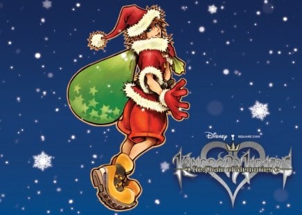 Christmas Hearts! - sora, kingdom hearts chain of memories, kingdom hearts, snowflakes, chirstmas