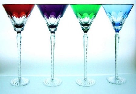 Cool - glasses, purple, blue, red, green, colors, cocktail glasses