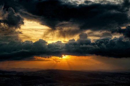 fabulous sky over valley - village, sky, valley, sundown, clouds