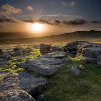 sunset over scottish hills