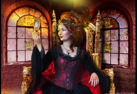 Red Lady - candle, re, fantasy, lady