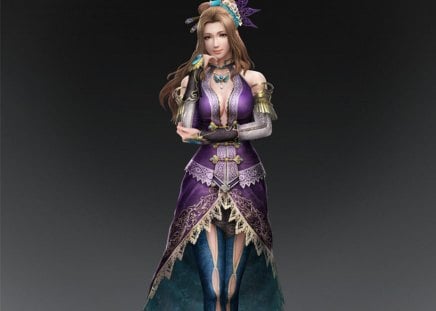 Zhang Chunhua - female, girl, brown hair, plain background, dynasty warriors, games, video games, lone, zhang chunhua