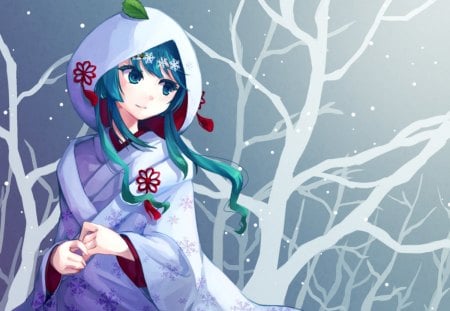 Hatsune Miku - hood, miku, cute, vocaloids, hot, anime girl, girl, green hair, kawaii, vocaloid, anime, yukata, long hair, sexy, kimono, female, hatsune miku