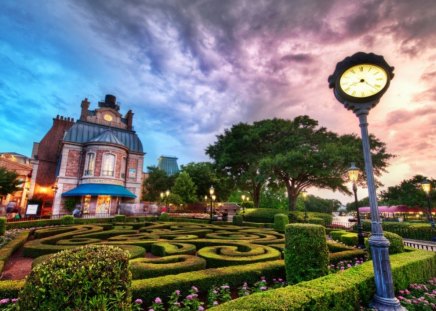 Disney world - garden, Disney, amusement, architecture, sky, building