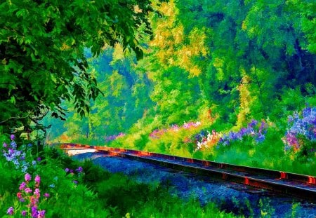 Railway among greenery