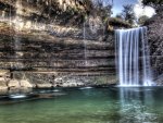 wonderful waterfall over a cliff hdr