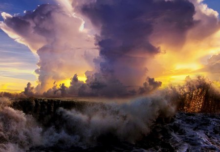 amazing cloud and wave - surf, clouds, sunset, sea, waves