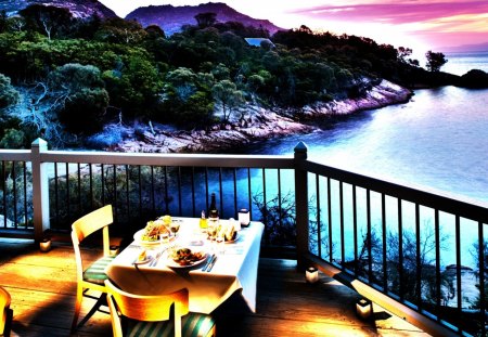 splendid diner view hdr - shore, diner, hdr, sea, terrace, restaurant