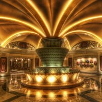 fountain in a las vegas hotel lobby hdr