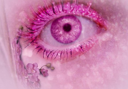 Spring - pink, eyelashes, spring, artwork, eye