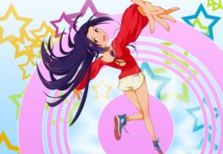 I Love To Dance!! - stars, girl, music, colorful, idolmaster, long hair, shorts, anime, dancing, happy