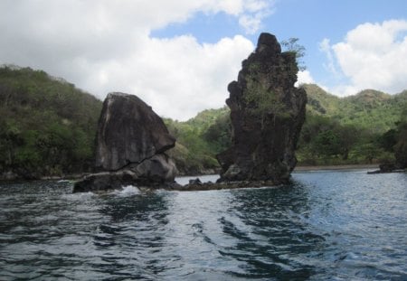 Carribean beach - Rock, water, blue, green