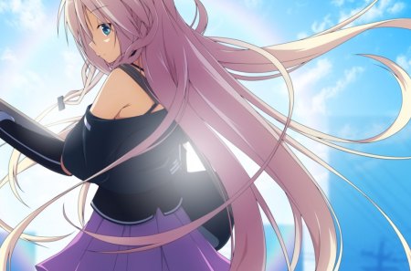 Anime - sky, long hair, anime, guitar