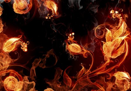 flames - flames, 3d, orange, fire