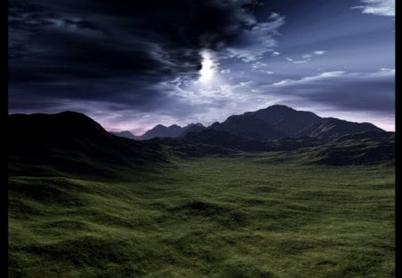 NATURE'S BEAUTY - mountains, grass field, sky