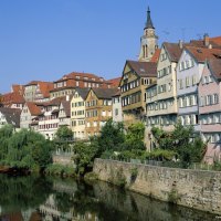 Neckar River and Town View Tubingen Baden Wurttemberg Germany