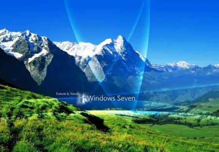 Windows 7 - microsoft, green, windows, lake, 7, mountain