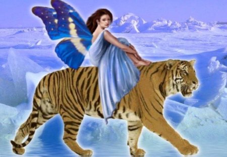 fairy and tiger - magical fairy, tiger, and