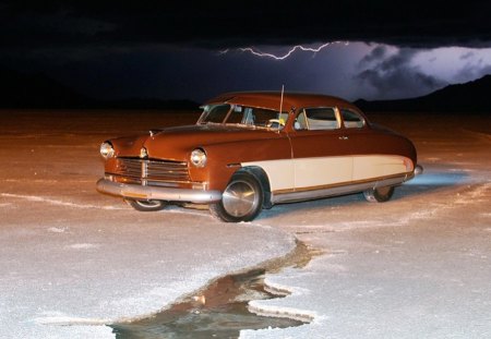 1949 Hudson On The Bonneville Salt Flats - car, hudson, classic, tuning