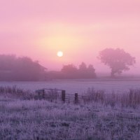 Sunrise Over Frosty Farmland Norfolk England