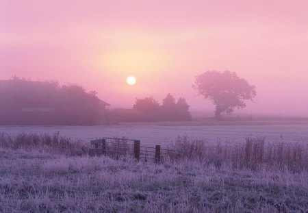 Sunrise Over Frosty Farmland Norfolk England - sky, nice