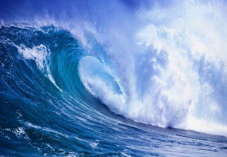 Waves of blue - ocean, movement, surf, wave, power