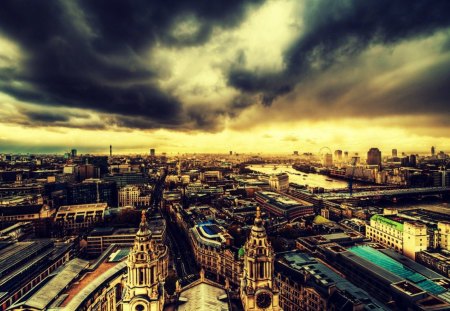 clouds dark city - clouds, city, dark, sky