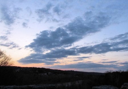 Sunset - blue sky, clouds, sunset, photography