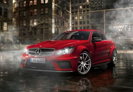 Red Mercedes-Benz C63 - mercedes, benz, car, red